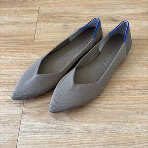 Rothy’s The Point II Pointed Toe Ballerina Flat Shoes Beige Brown Women’s Sz 9